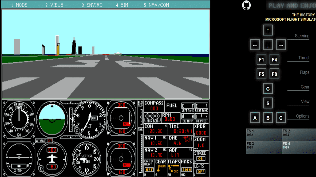 Play Microsoft Flight Simulator 1982 version in your browser