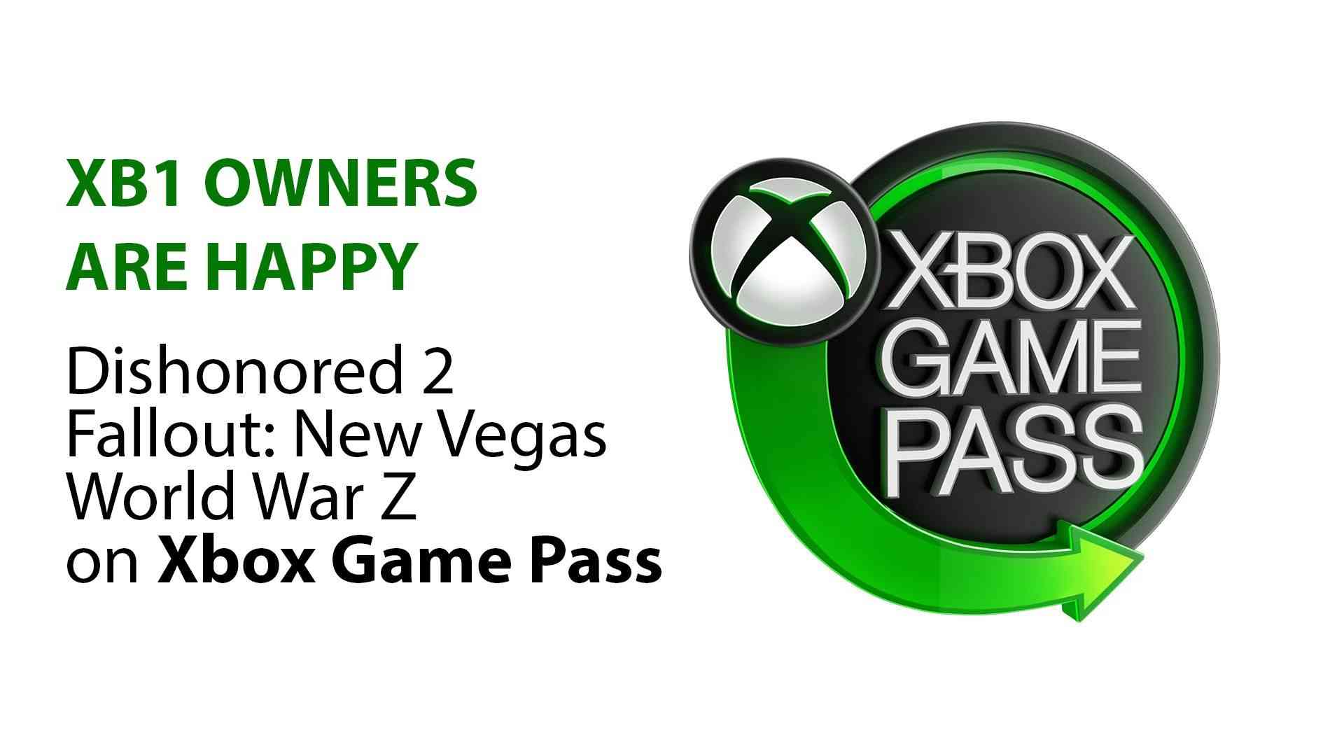 dishonored 2 fallout new vegas and world war z will be on xbox game pass 3169 big 1