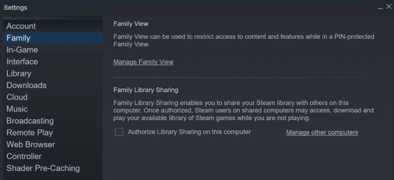 How to share Steam games with family share?