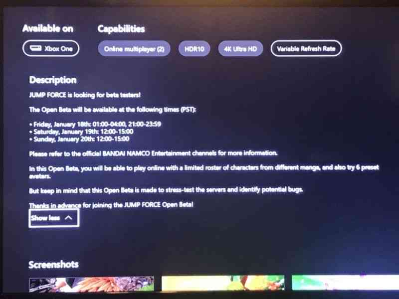 Jump Force open beta dates leaked for Xbox One 2 jump force 1 1