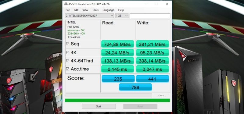 MSI Trident 3 Review - AS SSD BEnchmark