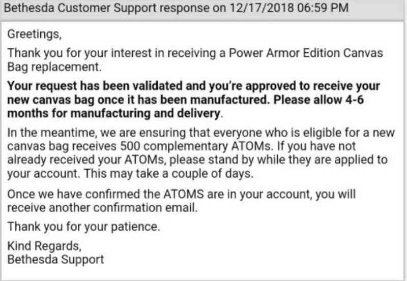 Replacement of Fallout 76 nylon bags will take some time 2 replacement of fallout 76 nylon bags will take some time 1 1