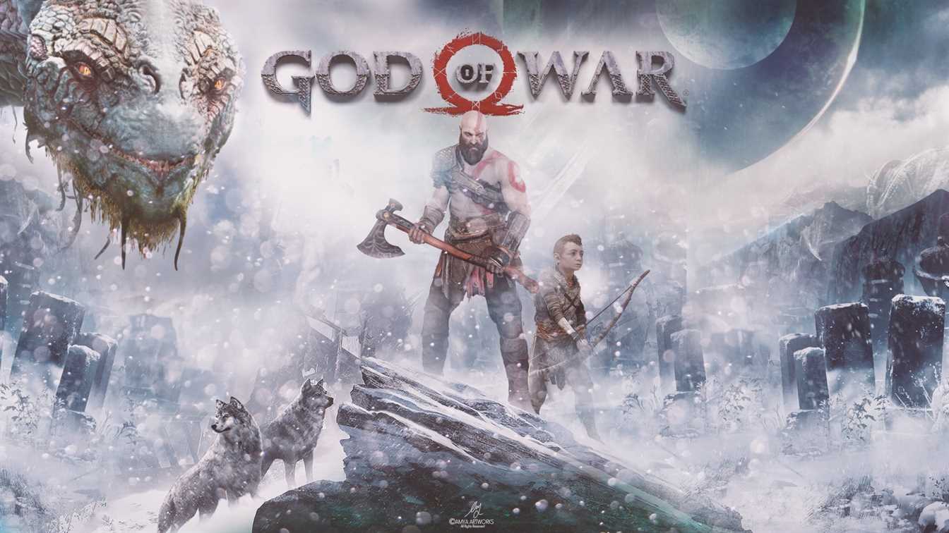 god of war 2018 kratos snow creatures artwork